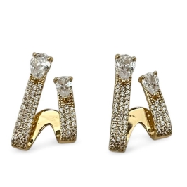 BRINCO EAR HOOK FILEIRA ZICORNIA GOTA CRISTAL