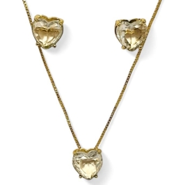 CONJUNTO CORAÇÃO PEDRA CRISTAL