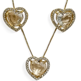 CONJUNTO CORAÇÃO PEDRA ZIRCONIA CRISTAL