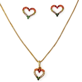 CONJUNTO CORAÇÃO ZIRCONIA COLOR