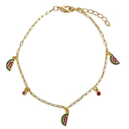 PULSEIRA PINGENTE MELANCIA ZIRCONIA COLOR