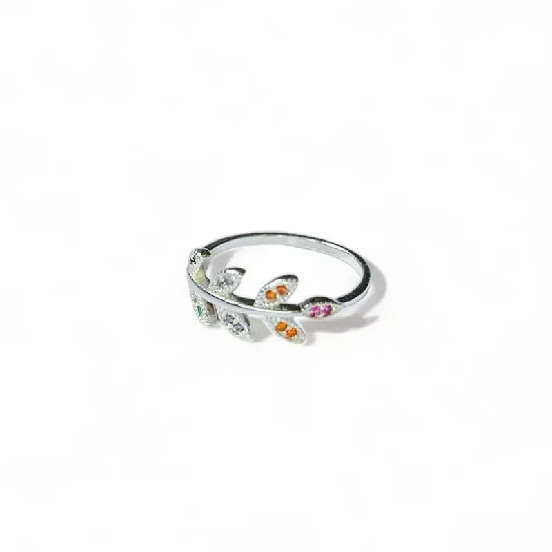 ANEL FOLHAS ZIRCONIA COLOR
