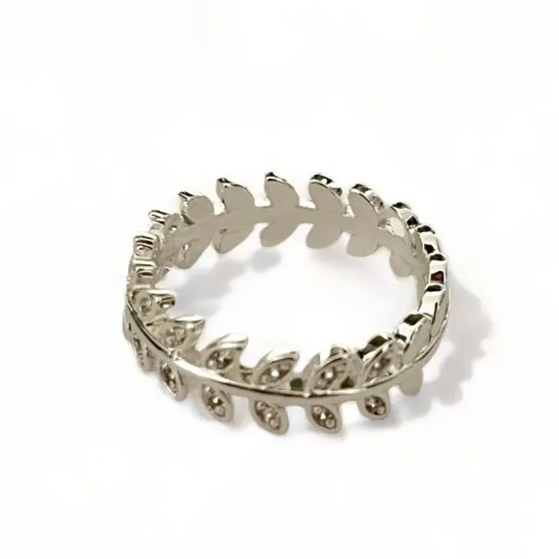 ANEL FOLHAS ZIRCONIA CRISTAL