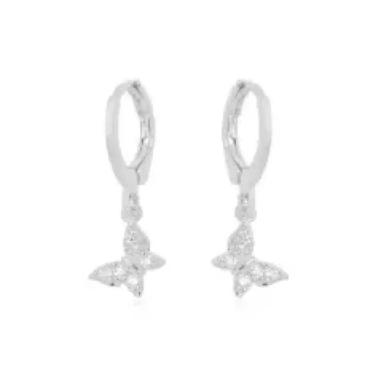 BRINCO ARGOLA BORBOLETA ZIRCONIA CRISTAL
