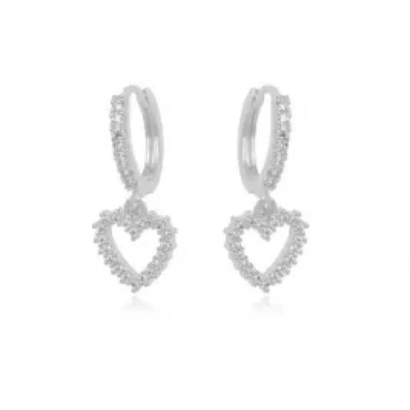 BRINCO ARGOLA CORACAO ZIRCONIA CRISTAL