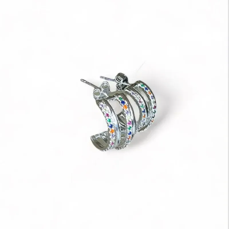 BRINCO ARGOLA FILEIRAS ZIRCONIA COLOR