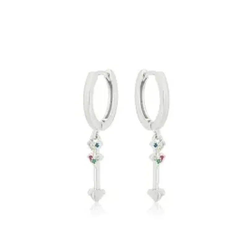BRINCO ARGOLA FLECHA ZIRCONIA COLOR