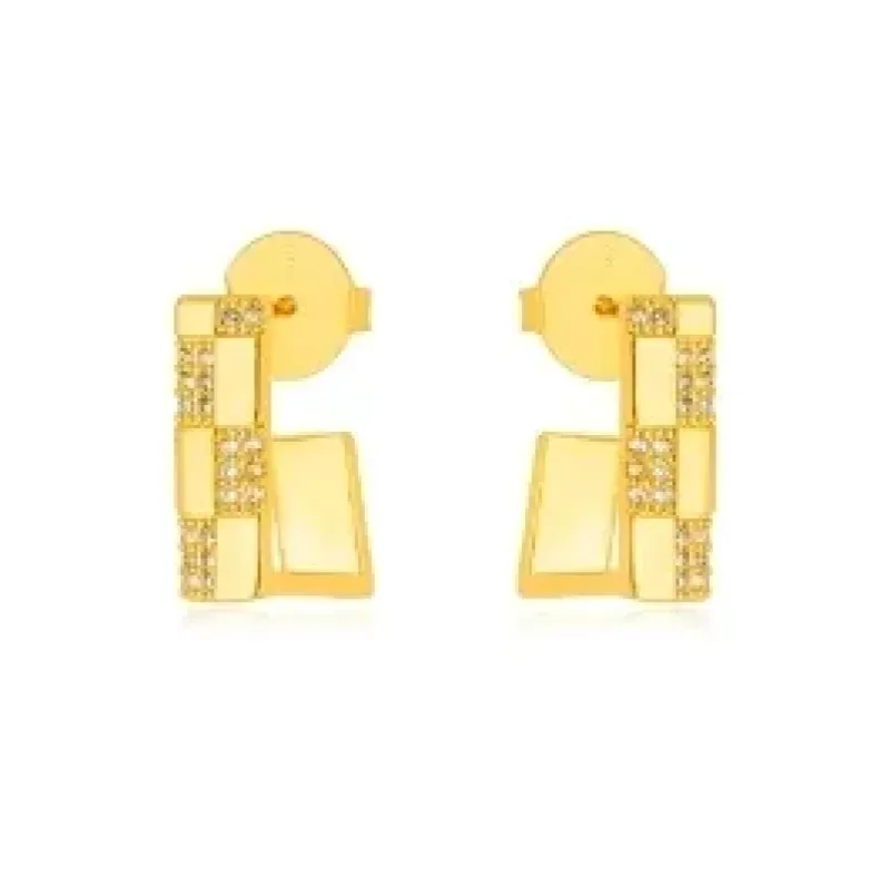 BRINCO ARGOLA QUADRADA ZIRCONIA CRISTAL
