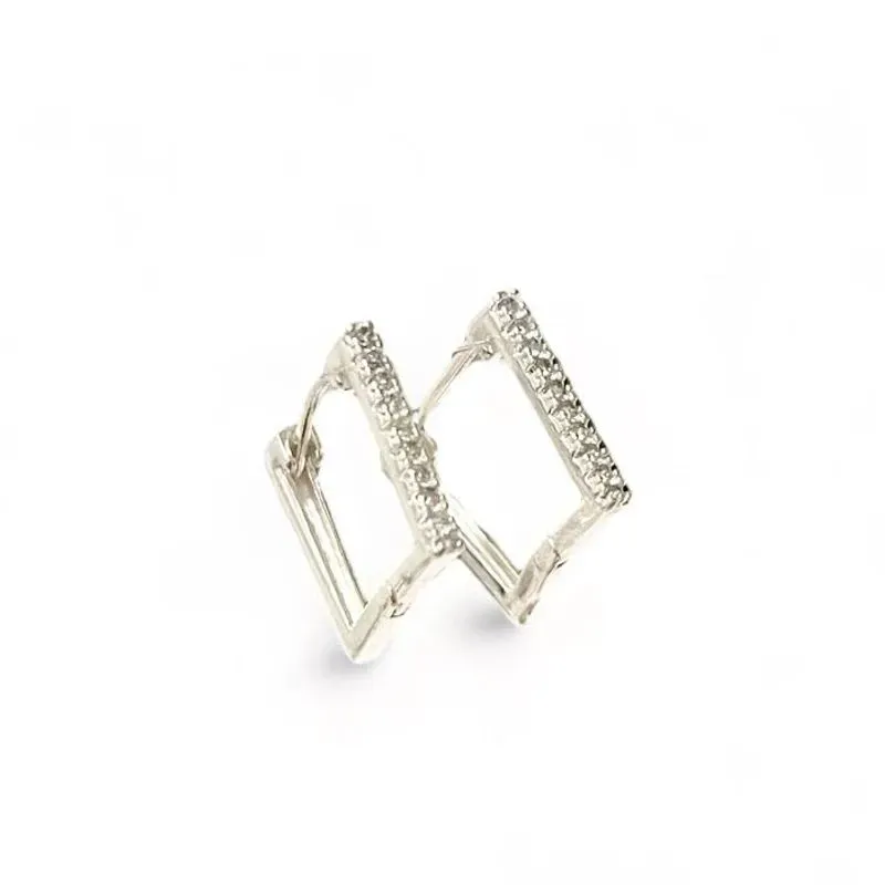 BRINCO ARGOLA QUADRADA ZIRCONIA CRISTAL