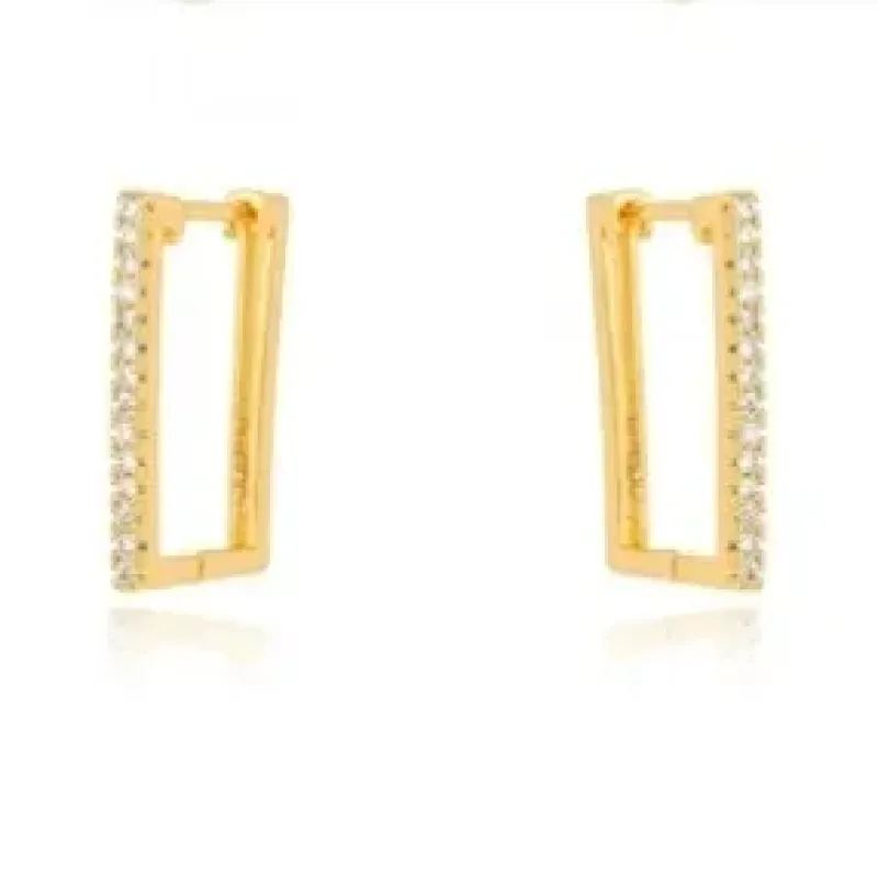 BRINCO ARGOLA QUADRADA ZIRCONIA CRISTAL G