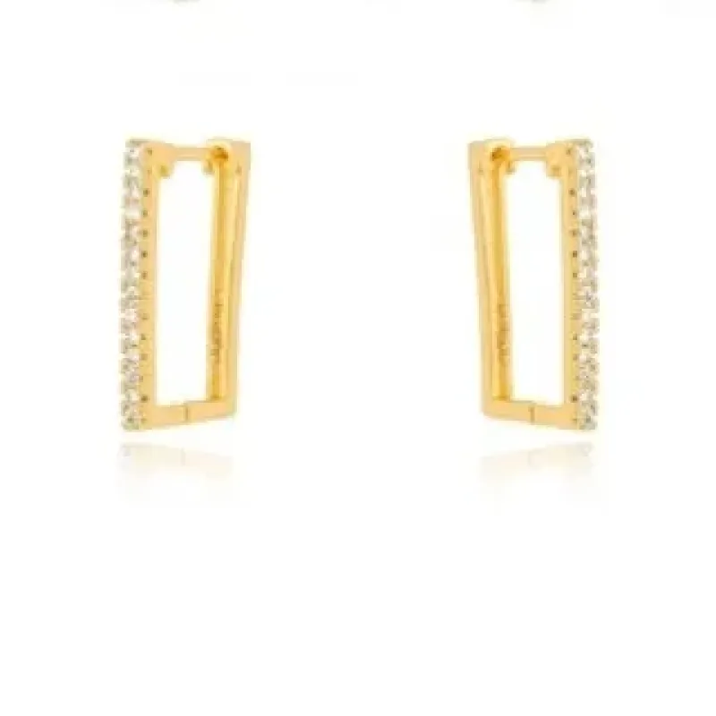 BRINCO ARGOLA QUADRADA ZIRCONIA CRISTAL P