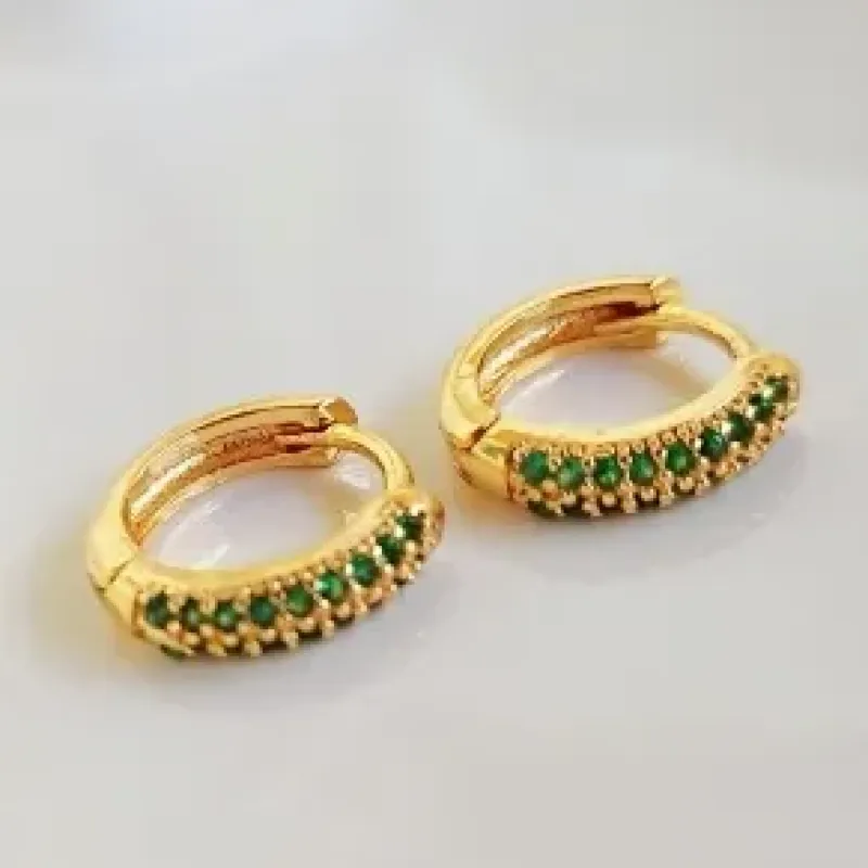 BRINCO ARGOLA ZIRCONIA ESMERALDA