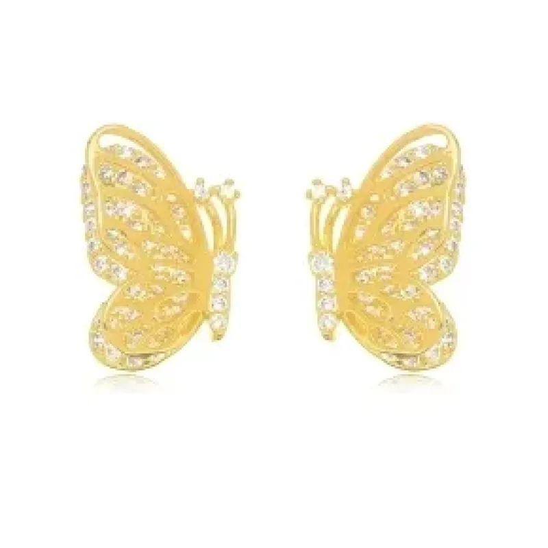 BRINCO BORBOLETA ZIRCONIA CRISTAL