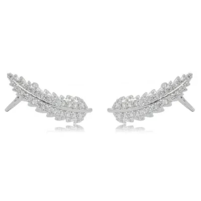 BRINCO EAR CUFF FOLHA ZIRCONIA CRISTAL