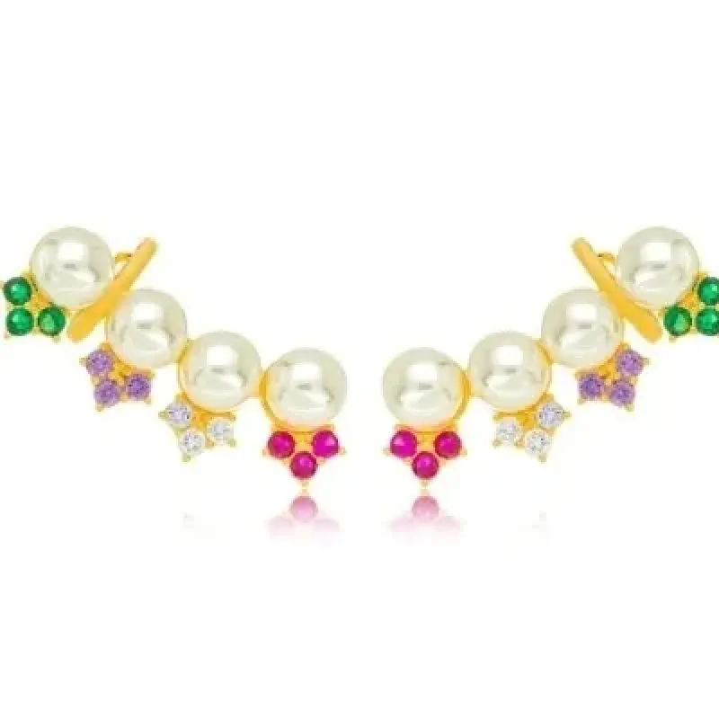 BRINCO EAR CUFF PEROLA ZIRCONIA COLOR