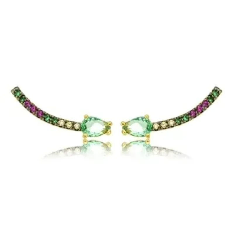 BRINCO EAR CUFF ZIRCONIA COLOR QUARTZO VERDE