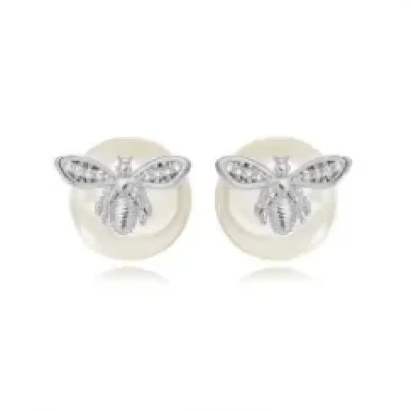 BRINCO EAR JACKET ABELHA ZIRCONIA PEROLA