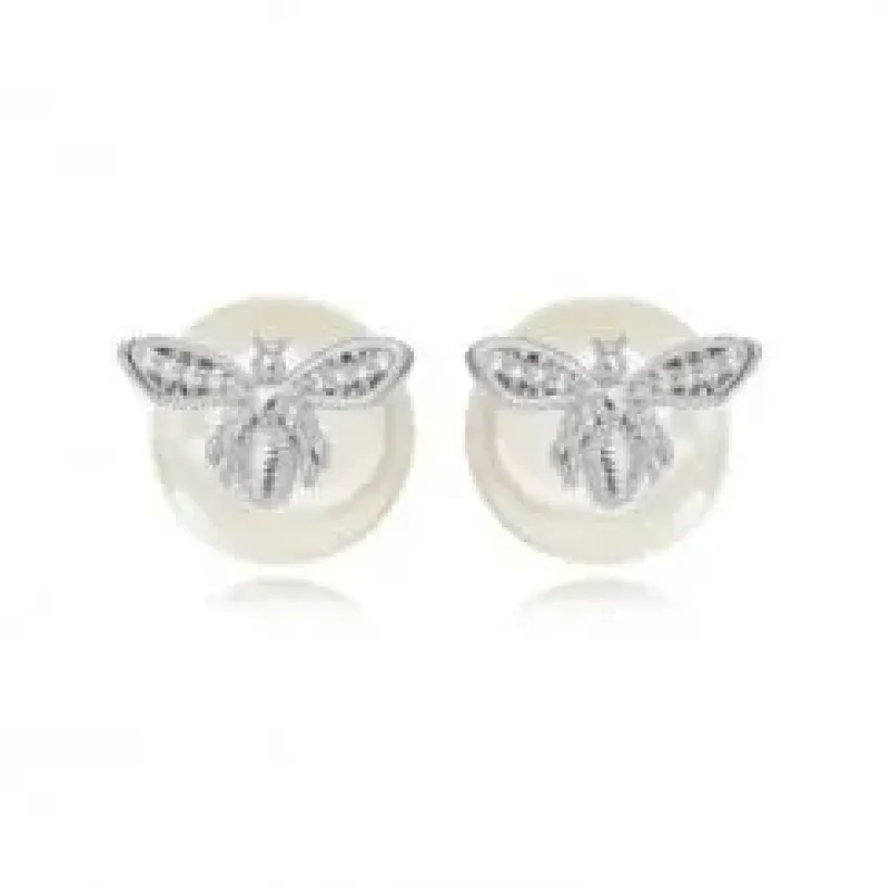 BRINCO EAR JACKET ABELHA ZIRCONIA PEROLA