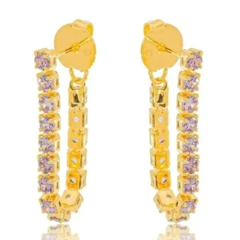 BRINCO EAR JACKET ZIRCONIA AMETISTA G