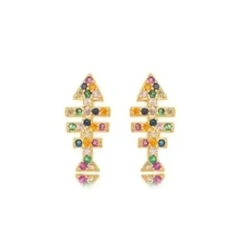 BRINCO ESPINHA DE PEIXE ZIRCONIA COLOR