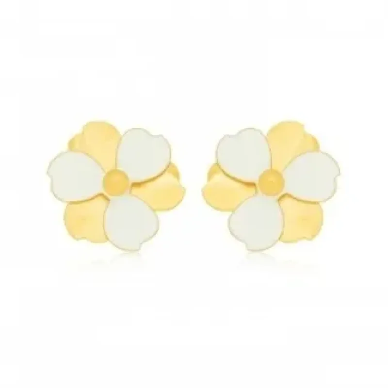 BRINCO FLOR ESMALTADA BRANCA