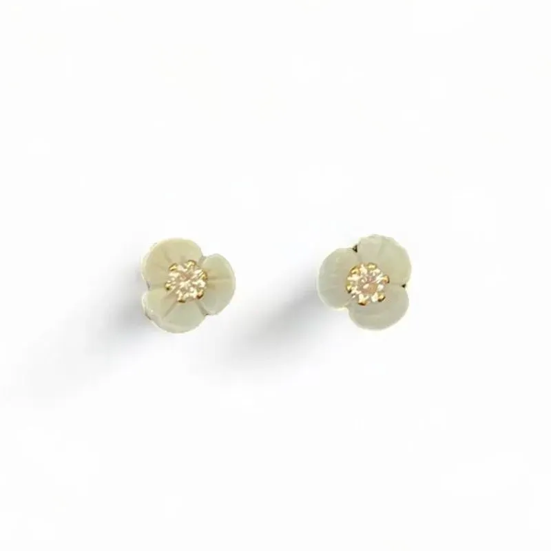 BRINCO FLOR ZIRCONIA CRISTAL MADREPEROLA P