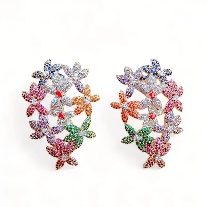 BRINCO FLORES ZIRCONIA COLOR