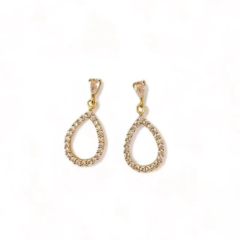 BRINCO GOTA VAZADA ZIRCONIA CRISTAL