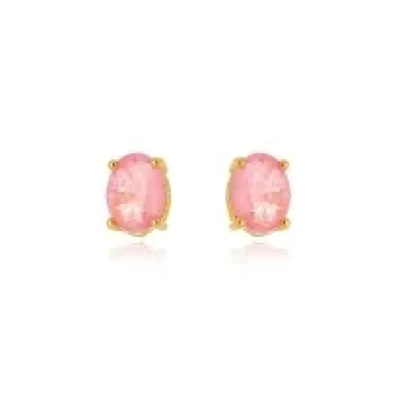 BRINCO OVAL QUARTZO ROSA