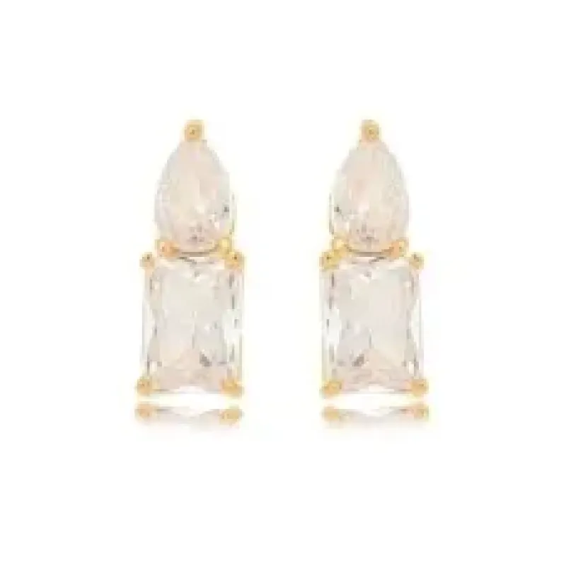 BRINCO RETANGULAR GOTA CRISTAL