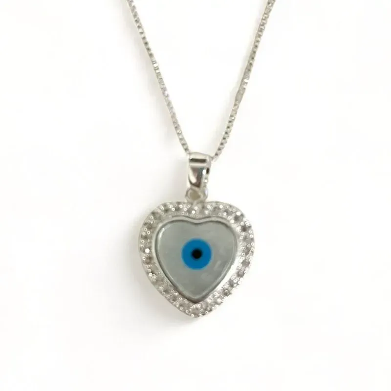 COLAR PINGENTE OLHO GREGO MADREPEROLA ZIRCONIA CRISTAL