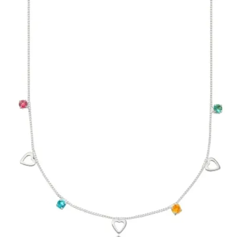 COLAR CHOKER PINGENTE CORACAO ZIRCONIA COLOR