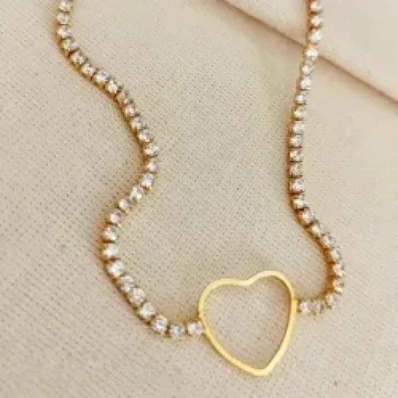 COLAR CHOKER RIVIERA PINGENTE CORACAO VAZADO