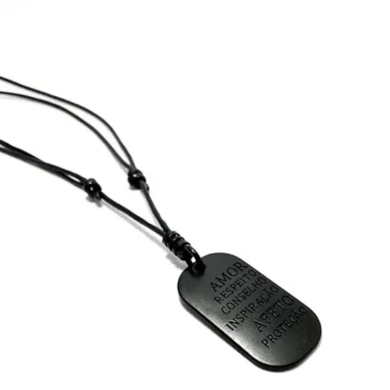 COLAR CORDAO MASCULINO PLACA PAI PRETO