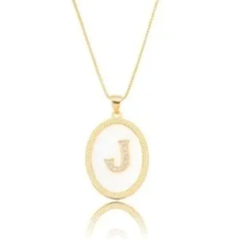 COLAR LETRA J ZIRCONIA MADREPEROLA