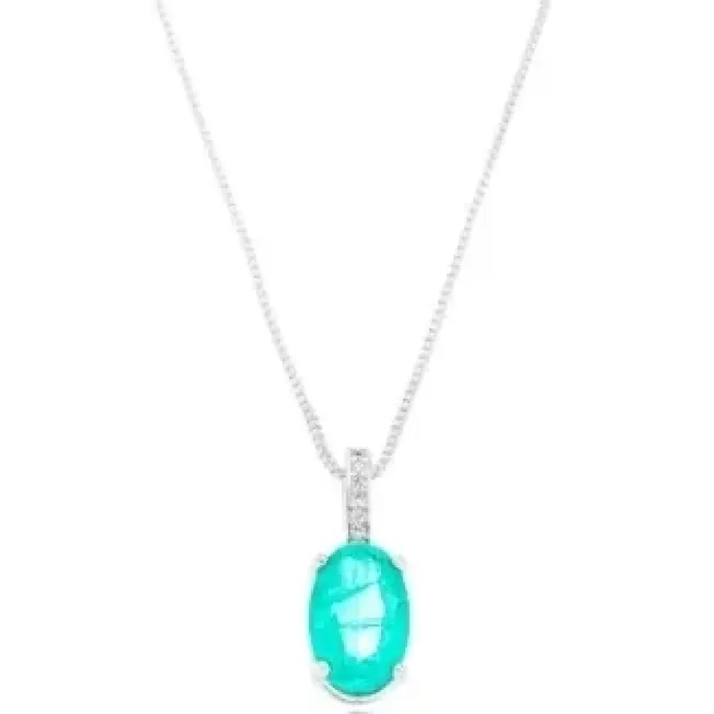 COLAR OVAL ZIRCONIA CRISTAL TURMALINA