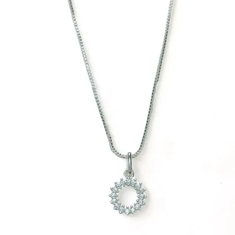 COLAR PINGENTE CIRCULO VAZADO ZIRCONIA CRISTAL