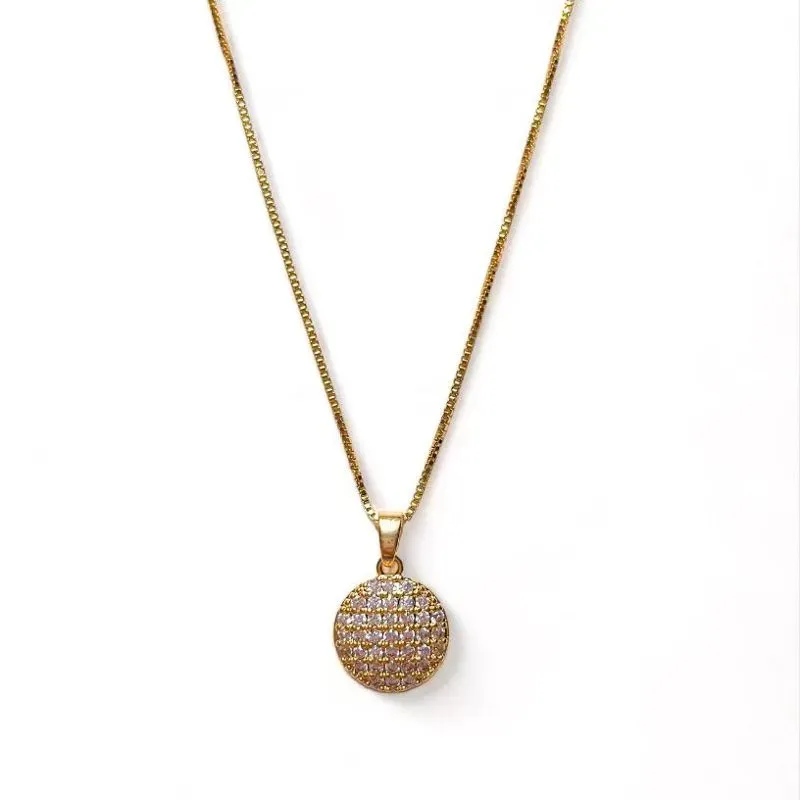 COLAR PINGENTE CIRCULO ZIRCONIA CRISTAL