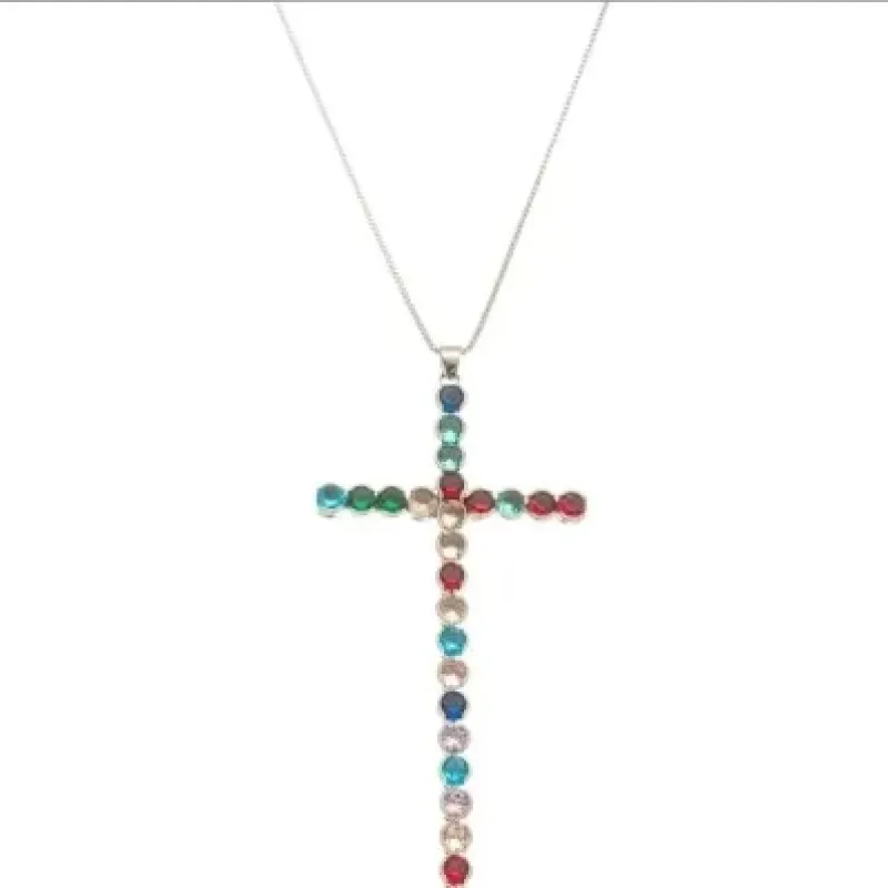 COLAR PINGENTE CRUZ ZIRCONIA CRISTAIS