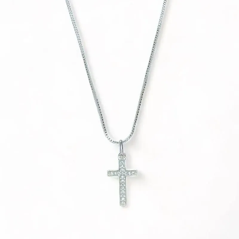 COLAR PINGENTE CRUZ ZIRCONIA CRISTAL
