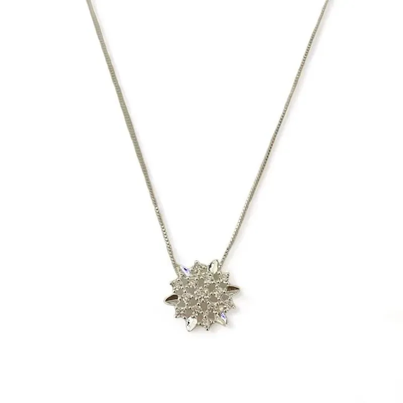 COLAR PINGENTE FLOR ZIRCONIA CRISTAL