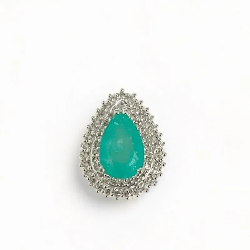 COLAR PINGENTE GOTA PEDRA TURMALINA ZIRCONIA CRISTAL