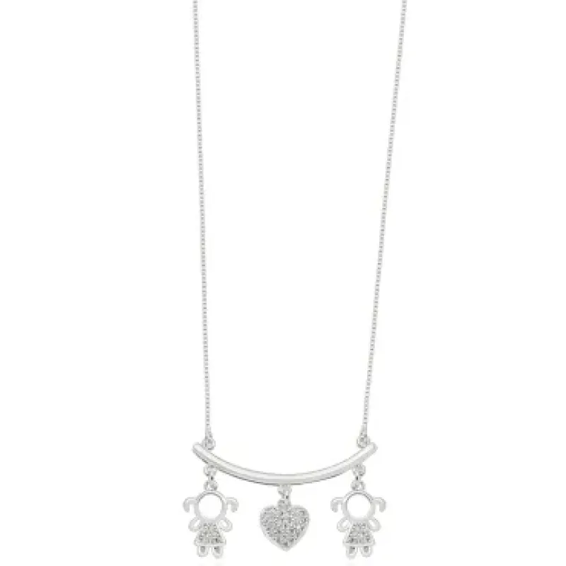 COLAR PINGENTE MENINO MENINA CORACAO ZIRCONIA CRISTAL