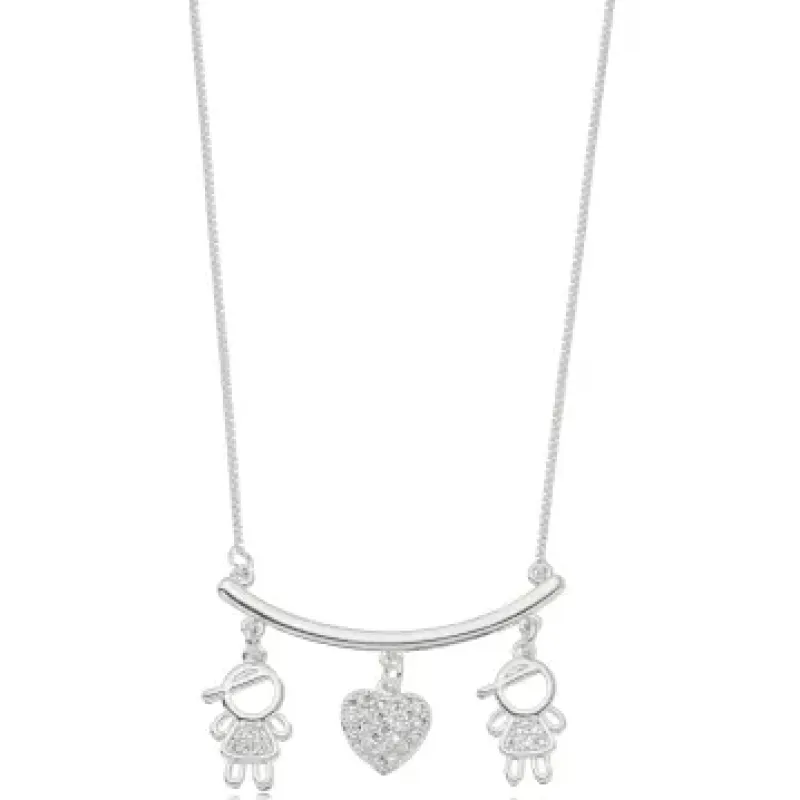 COLAR PINGENTE MENINOA CORACAO ZIRCONIA CRISTAL