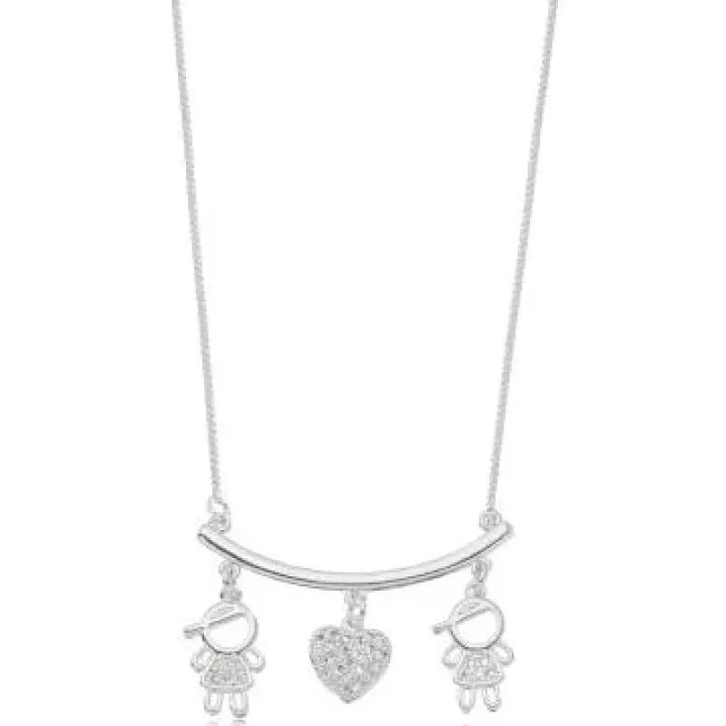 COLAR PINGENTE MENINOA CORACAO ZIRCONIA CRISTAL