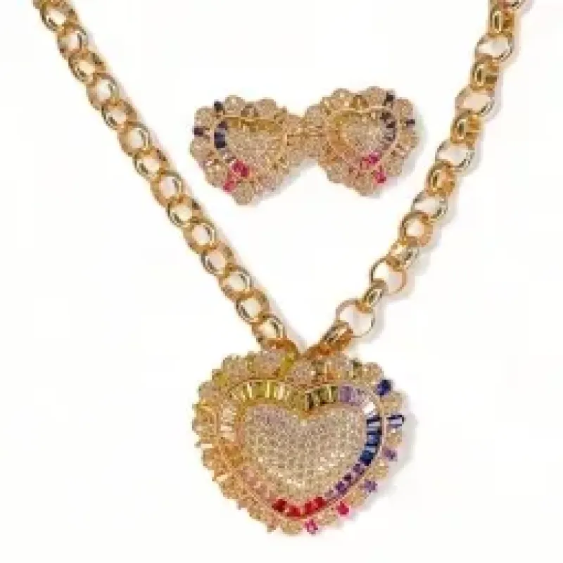 CONJUNTO CORACAO ZIRCONIA COLOR