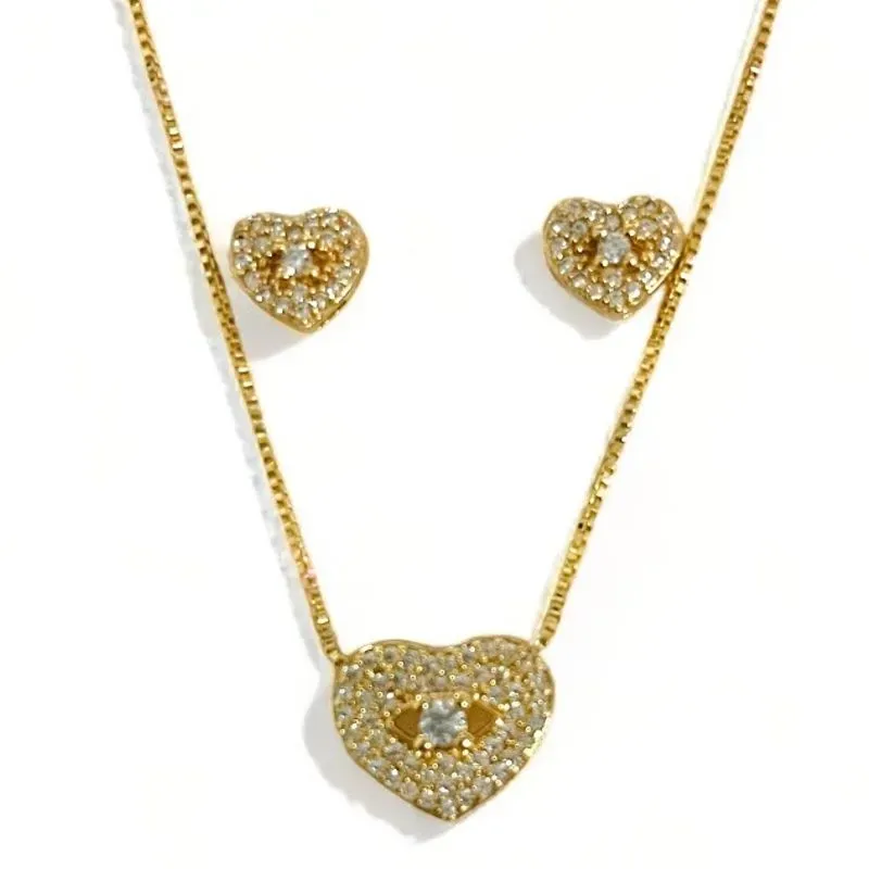 CONJUNTO CORAÇÃO ZIRCONIA CRISTAL