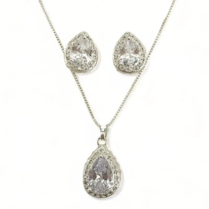 CONJUNTO GOTA CRISTAL ZIRCONIA CRISTAL