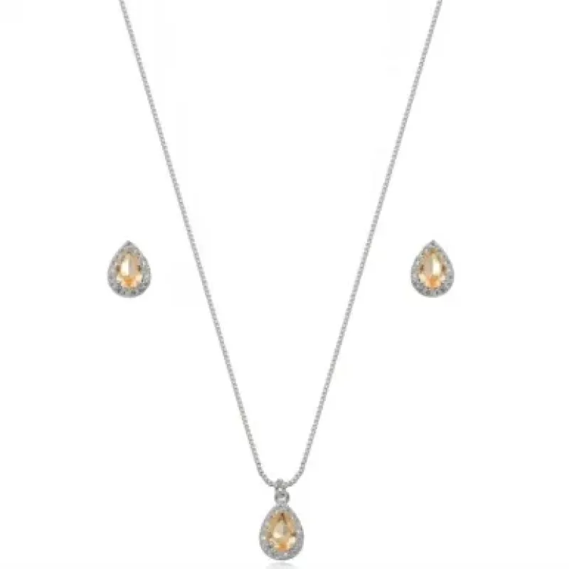 CONJUNTO GOTA MORGANITA ZIRCONIA CRISTAL