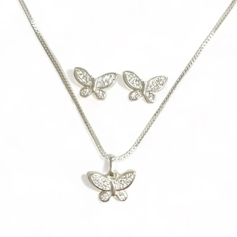 CONJUNTO INFANTIL BORBOLETA ZIRCONIA CRISTAL
